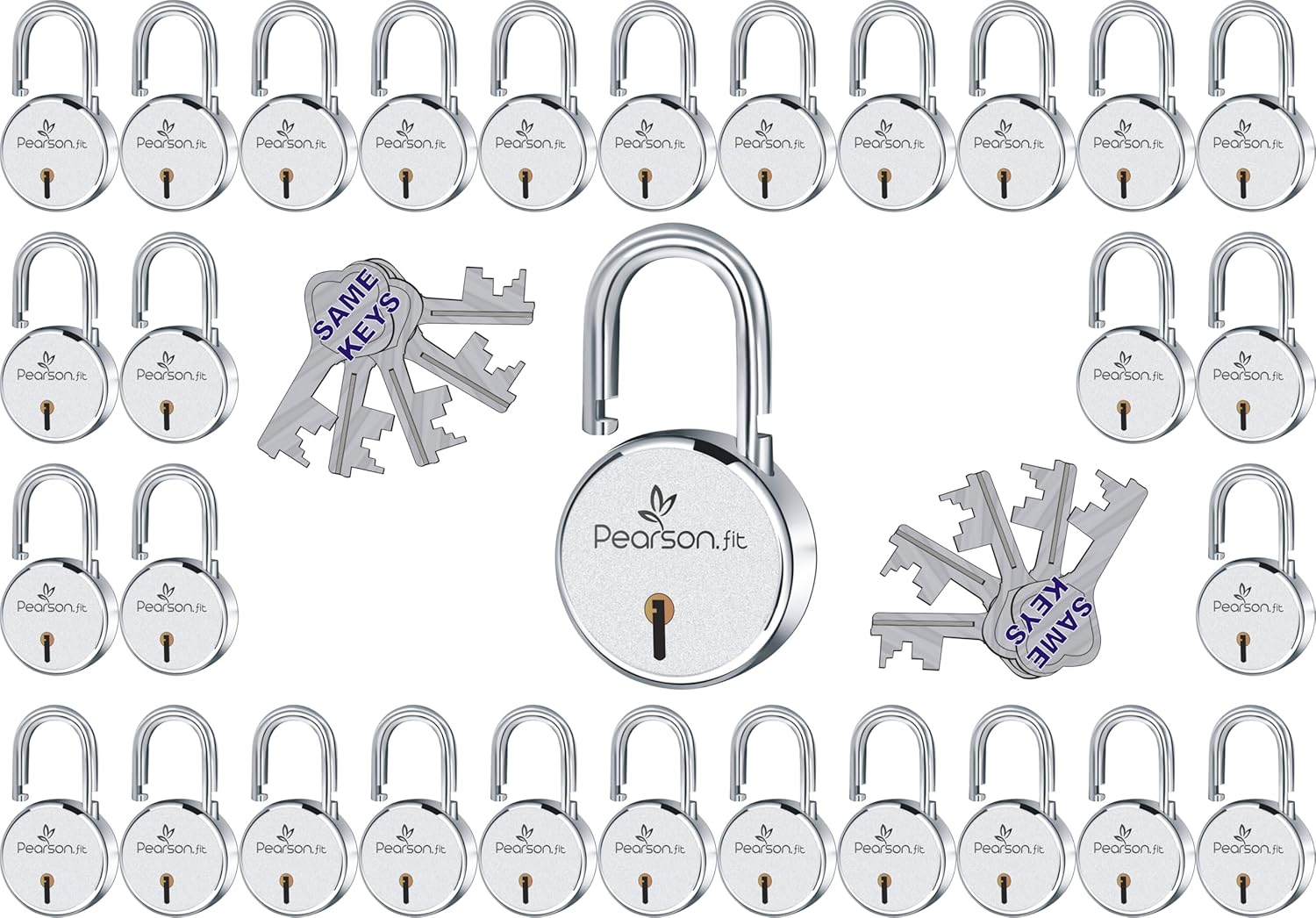 65mm 30 Lock 20 Keys Regular Size Same Key Lock Set - Image 9