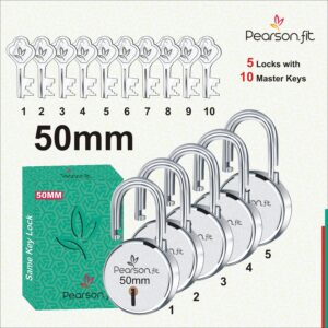 50mm 05 Lock & 10 Keys Medium Size Same Key Lock Set