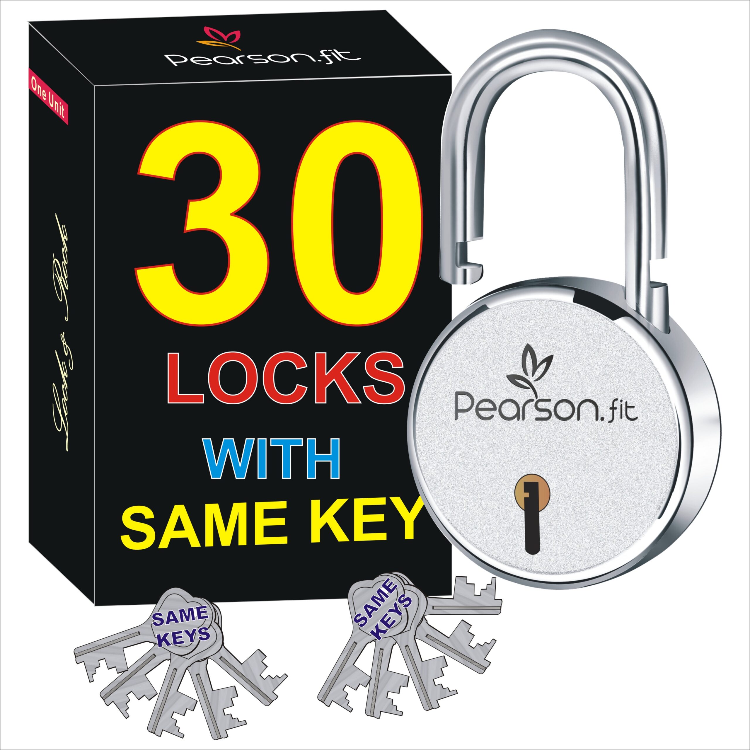 65mm 30 Lock 20 Keys Regular Size Same Key Lock Set - Image 2