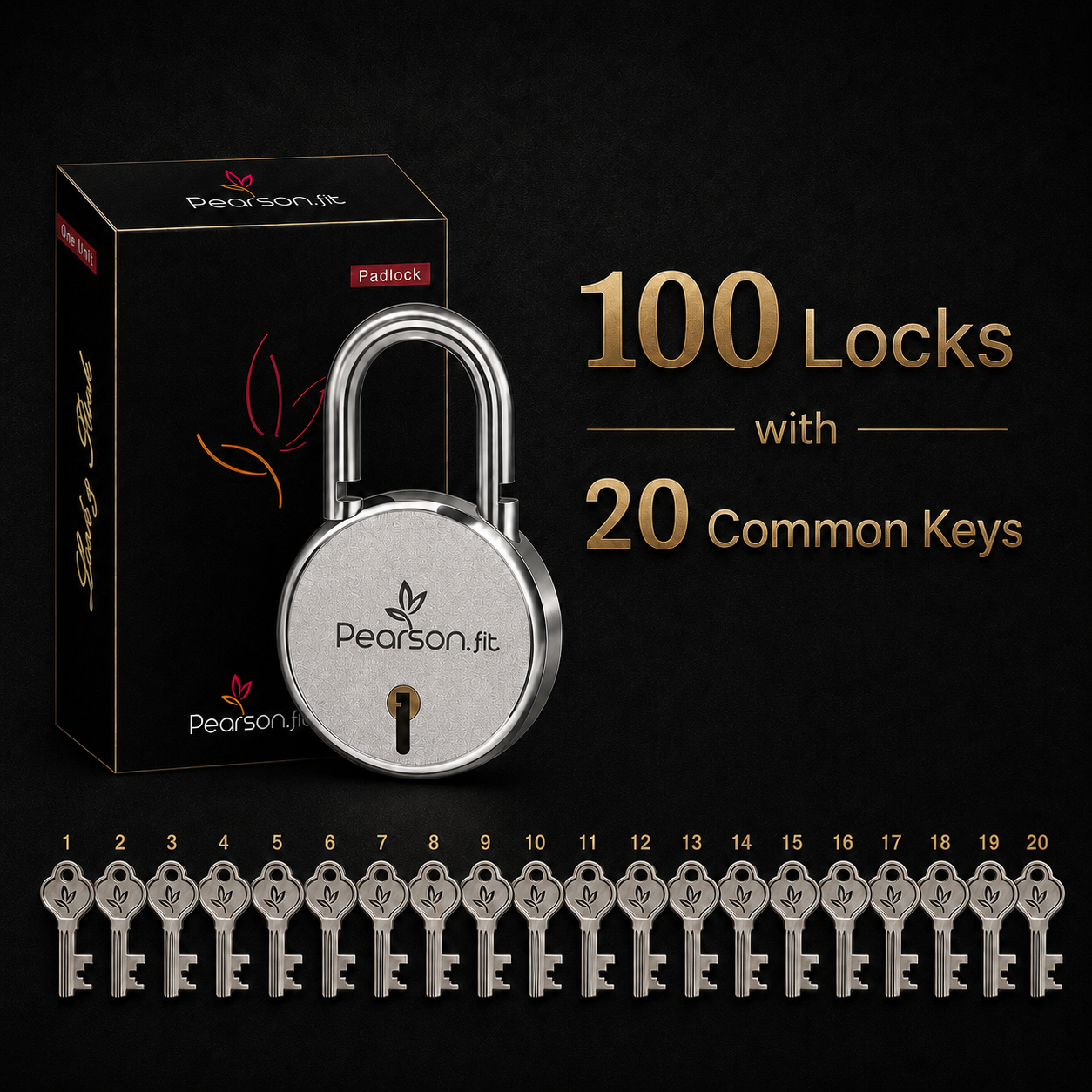 65mm 100 Lock 20 Keys Regular Size Same Key Lock Set - Image 7